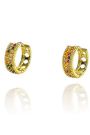Brinco Argolinha Com Micro Zircônias Coloridas Banhado Em Ouro 18k Cor:dourado