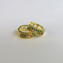 Brinco Argolinha Com Micro Zircônias Coloridas Banhado Em Ouro 18k Cor:dourado