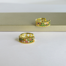 Brinco Argolinha Com Micro Zircônias Coloridas Banhado Em Ouro 18k Cor:dourado