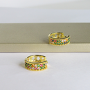 Brinco Argolinha Com Micro Zircônias Coloridas Banhado Em Ouro 18k Cor:dourado