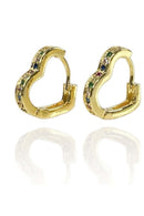 Brinco De Coração Com Micro Zircônia Incrustada Banhado Em Ouro 18k Cor:dourado