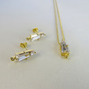 Conjunto Trapézio Em Zircônia Cor:dourado