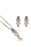 Conjunto Trapézio Em Zircônia Cor:dourado