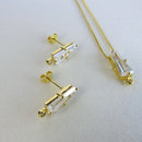 Conjunto Trapézio Em Zircônia Cor:dourado
