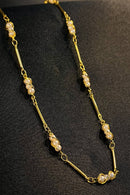 Colar Choker Com Mini Pérolas Na Corrente Banhado Em Ouro 18k Cor:dourado