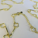 Colar Com Corrente Detalhada Com Flor Vazada Banhado Em Ouro 18k Cor:dourado