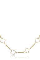 Colar Com Corrente Detalhada Com Flor Vazada Banhado Em Ouro 18k Cor:dourado