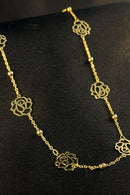 Colar Longo Com Bolinha E Flor Banhado Em Ouro 18k Cor:dourado
