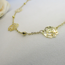 Colar Longo Com Bolinha E Flor Banhado Em Ouro 18k Cor:dourado
