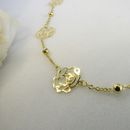 Colar Longo Com Bolinha E Flor Banhado Em Ouro 18k Cor:dourado
