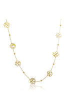 Colar Longo Com Bolinha E Flor Banhado Em Ouro 18k Cor:dourado