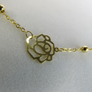 Colar Longo Com Bolinha E Flor Banhado Em Ouro 18k Cor:dourado