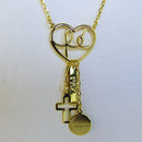 Colar Com Pingente Da Fé, Da Paz E Da Gratidão Banhado Em Ouro 18k Cor:dourado