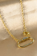 Colar Corrente De Elo Largo Com Fecho Boia E Mosquetão Banhado Em Ouro 18k Cor:dourado