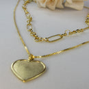 Colar Duplo Com Coração Banhado Em Ouro 18k Cor:dourado