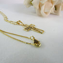 Colar Com Pingente De Cruz E Face De Jesus Banhado Em Ouro 18k Cor:dourado
