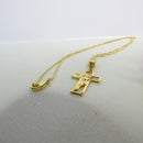 Colar Com Pingente De Cruz E Face De Jesus Banhado Em Ouro 18k Cor:dourado