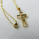 Colar Com Pingente De Cruz E Face De Jesus Banhado Em Ouro 18k Cor:dourado