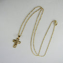 Colar Com Pingente De Cruz E Face De Jesus Banhado Em Ouro 18k Cor:dourado