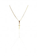 Colar Pingente Cruz Com Detalhe De Zircônia Banhado Em Ouro 18k Cor:dourado