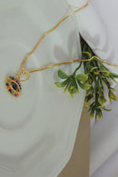 Colar Pingente Olho Grego Com Zircônia Multicolor Banhado Em Ouro 18k Cor:dourado