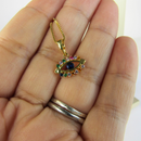 Colar Pingente Olho Grego Com Zircônia Multicolor Banhado Em Ouro 18k Cor:dourado