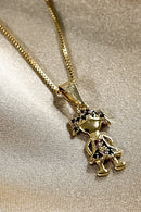 Colar Pingente Menina Com Zircônia Colorida Banhado Em Ouro 18k Cor:dourado