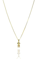 Colar Pingente Menina Com Zircônia Colorida Banhado Em Ouro 18k Cor:dourado