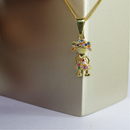 Colar Pingente Menina Com Zircônia Colorida Banhado Em Ouro 18k Cor:dourado