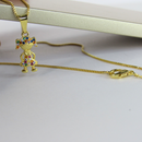 Colar Pingente Menina Com Zircônia Colorida Banhado Em Ouro 18k Cor:dourado