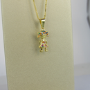 Colar Pingente Menina Com Zircônia Colorida Banhado Em Ouro 18k Cor:dourado