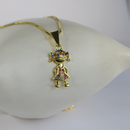 Colar Pingente Menina Com Zircônia Colorida Banhado Em Ouro 18k Cor:dourado