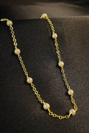 Colar Corrente Americana Com Pérolas Banhado Em Ouro 18k Cor:dourado