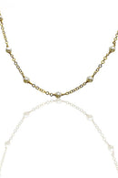 Colar Corrente Americana Com Pérolas Banhado Em Ouro 18k Cor:dourado