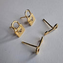Brinco Duo Chave E Cadeado Banhado Em Ouro 18k Cor:dourado