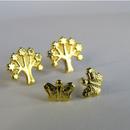 Brinco Duo De árvore E Borboleta Banhado Em Ouro 18k Cor:dourado