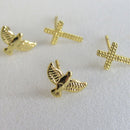 Duo De Cruz E Espírito Santo Banhado Em Ouro 18k Cor:dourado