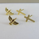 Duo De Cruz E Espírito Santo Banhado Em Ouro 18k Cor:dourado