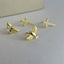 Duo De Cruz E Espírito Santo Banhado Em Ouro 18k Cor:dourado