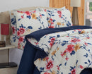 Kit Coberdrom Micropercal E Soft Floral Azul Queen Size 03 Pçs
