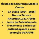 Kit 5 óculos Proteção Segurança Trabalho Epi Antirrisco Ca Cor Da Lente Fumê - UN / 5