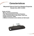 Maçaneta Externa Preta C/ Furo Diant Esquerda Civic 01 A 05