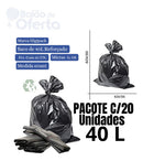 Saco De Lixo 40 Litros Reforçado Preto - 20 Unidades
