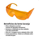 2 óculos Sobrepor Lente Laranja Bloqueia Luz Azul Uva Uvb - UN / 2