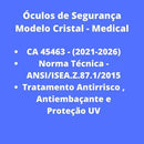 Kit 5 óculos Segurança Proteção Cristal Sobrepor Ao De Grau - UN / 5