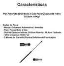 Par Amortecedor Mola à Gás Para Capota De Fibra 59,8cm 10kgf