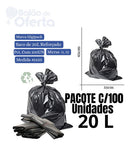 Saco De Lixo 20 Litros Super Reforçado Preto - 100 Unidades