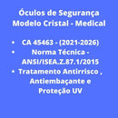Kit 5 óculos Proteção Sobrepor Uso Em Laboratórios Com Ca - UN / 5