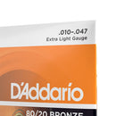 Encordoamento Violão Aço 10-47 Corda Extra D Addario EJ10-B