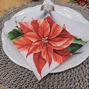 Kit 4 Guardanapos De Tecido Flor Natal 40cmx40cm - UN / 4
